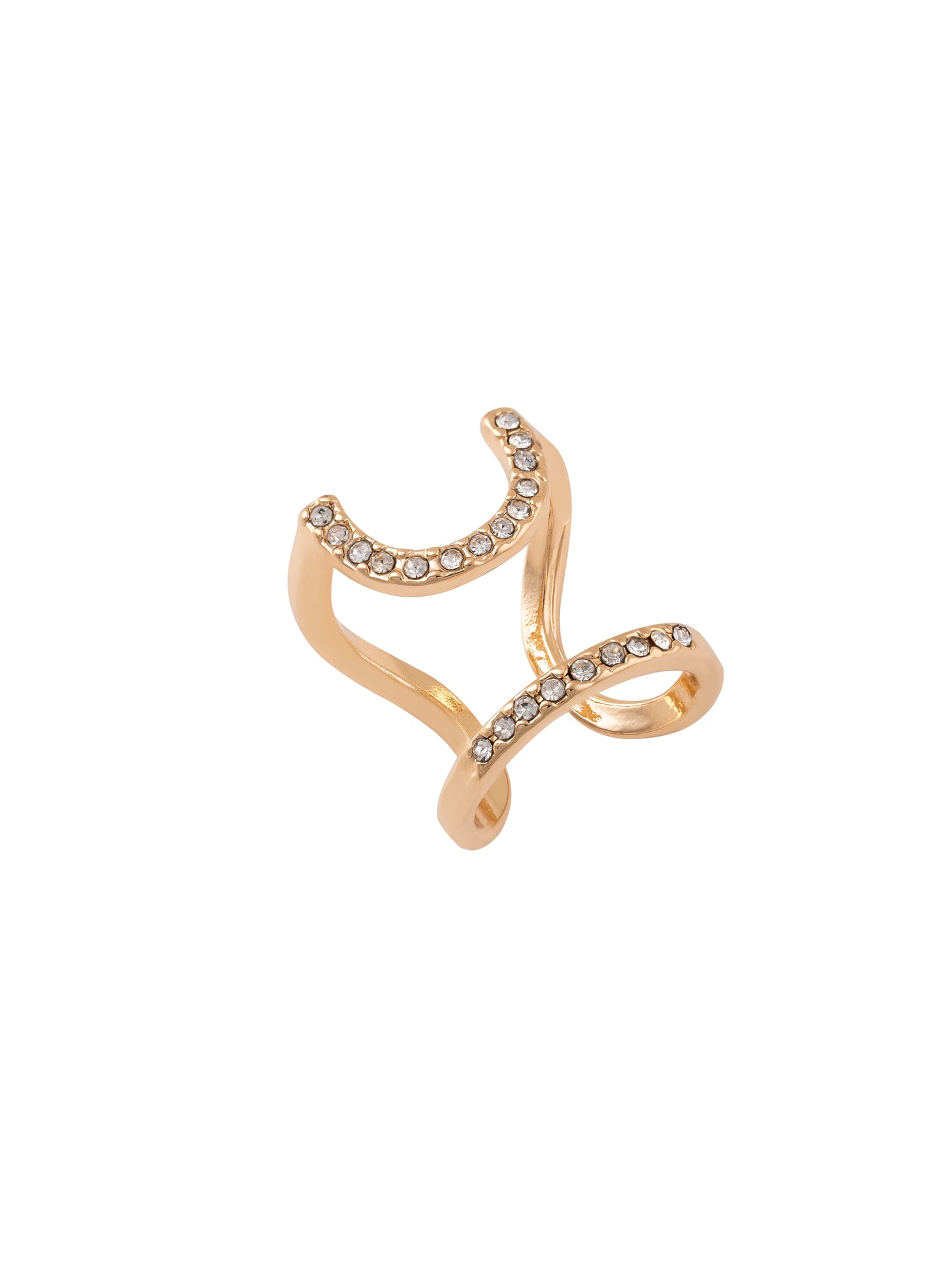 Gold open crescent nail ring