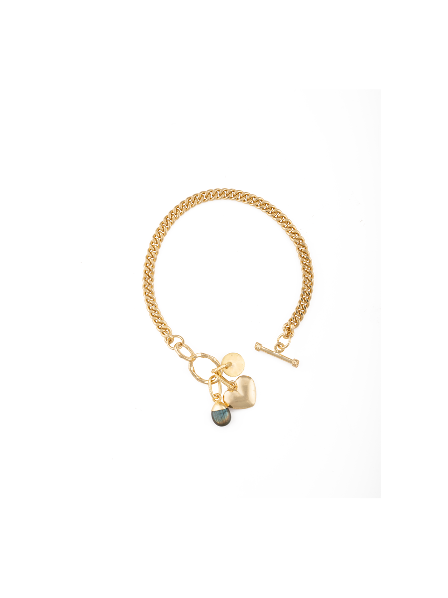 Golden Heart Coin Link Bracelet