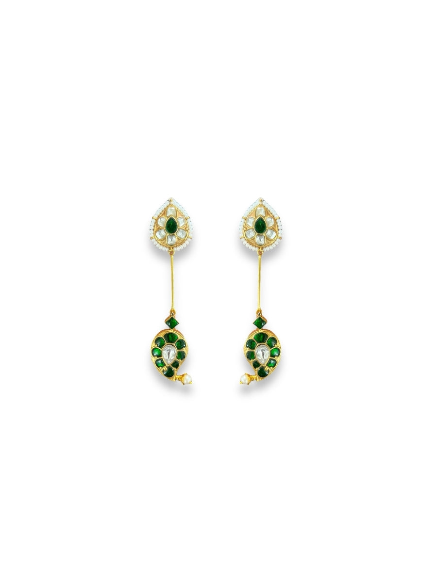 Jade Kundan Drop Earrings