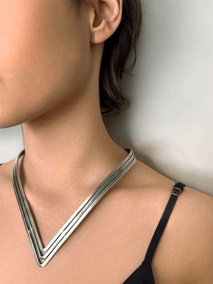 Statement Collar Neck Piece- Silver 