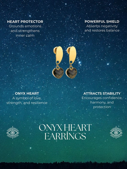 Onyx Heart Earrings