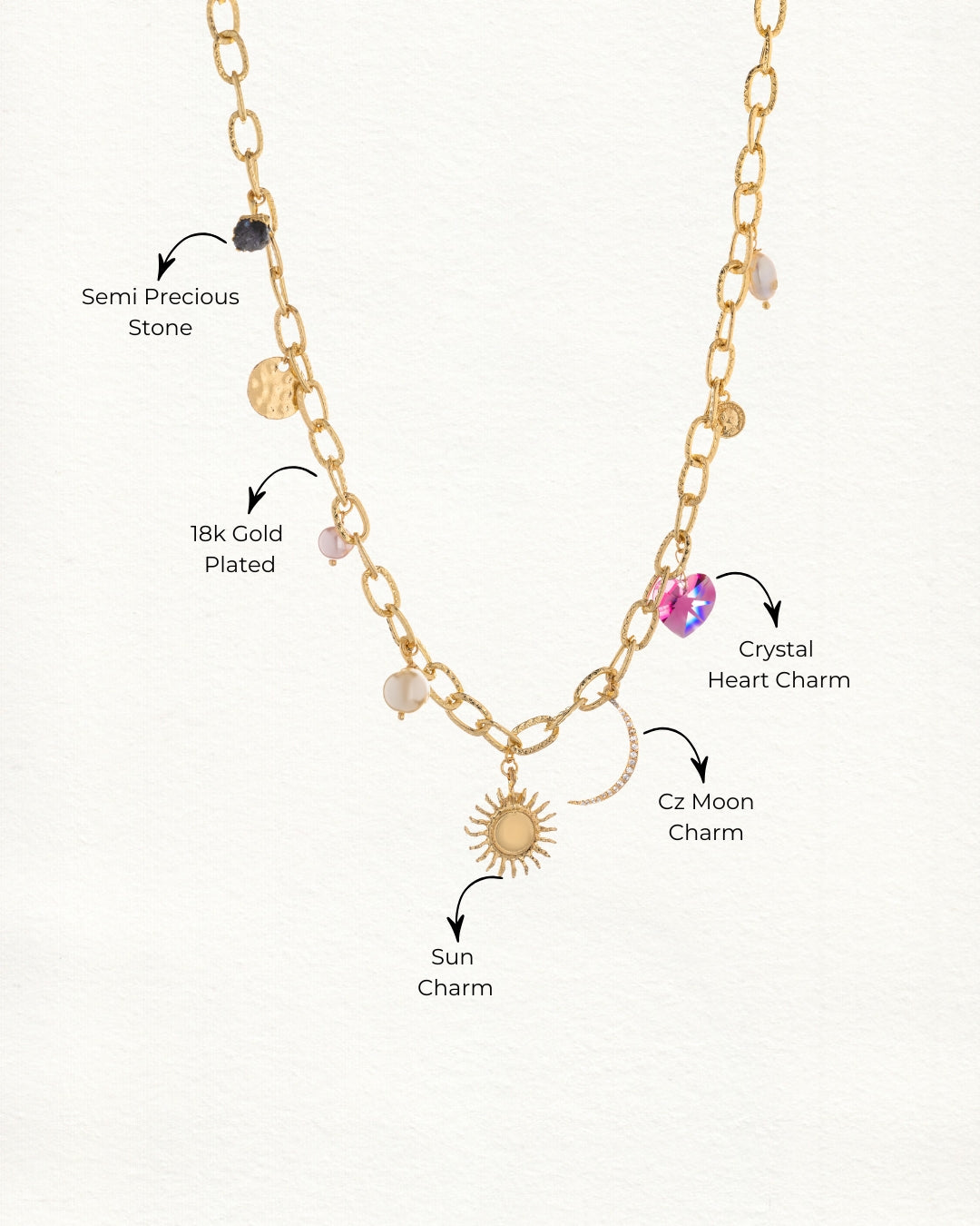 Sun Moon & Charms Necklace 