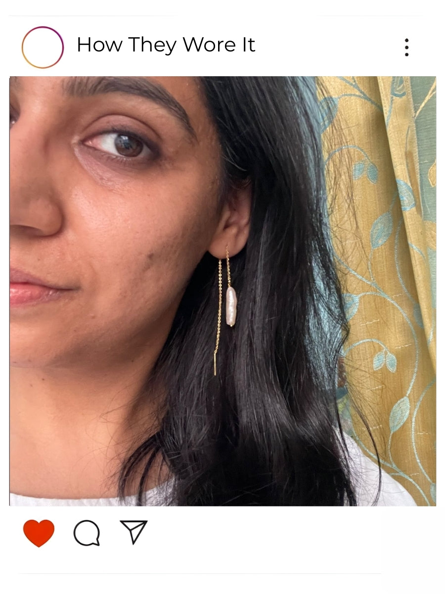 Pearl Needle Thread Earrings 