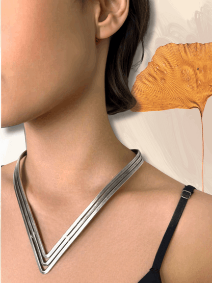 Statement Collar Neck Piece- Silver 