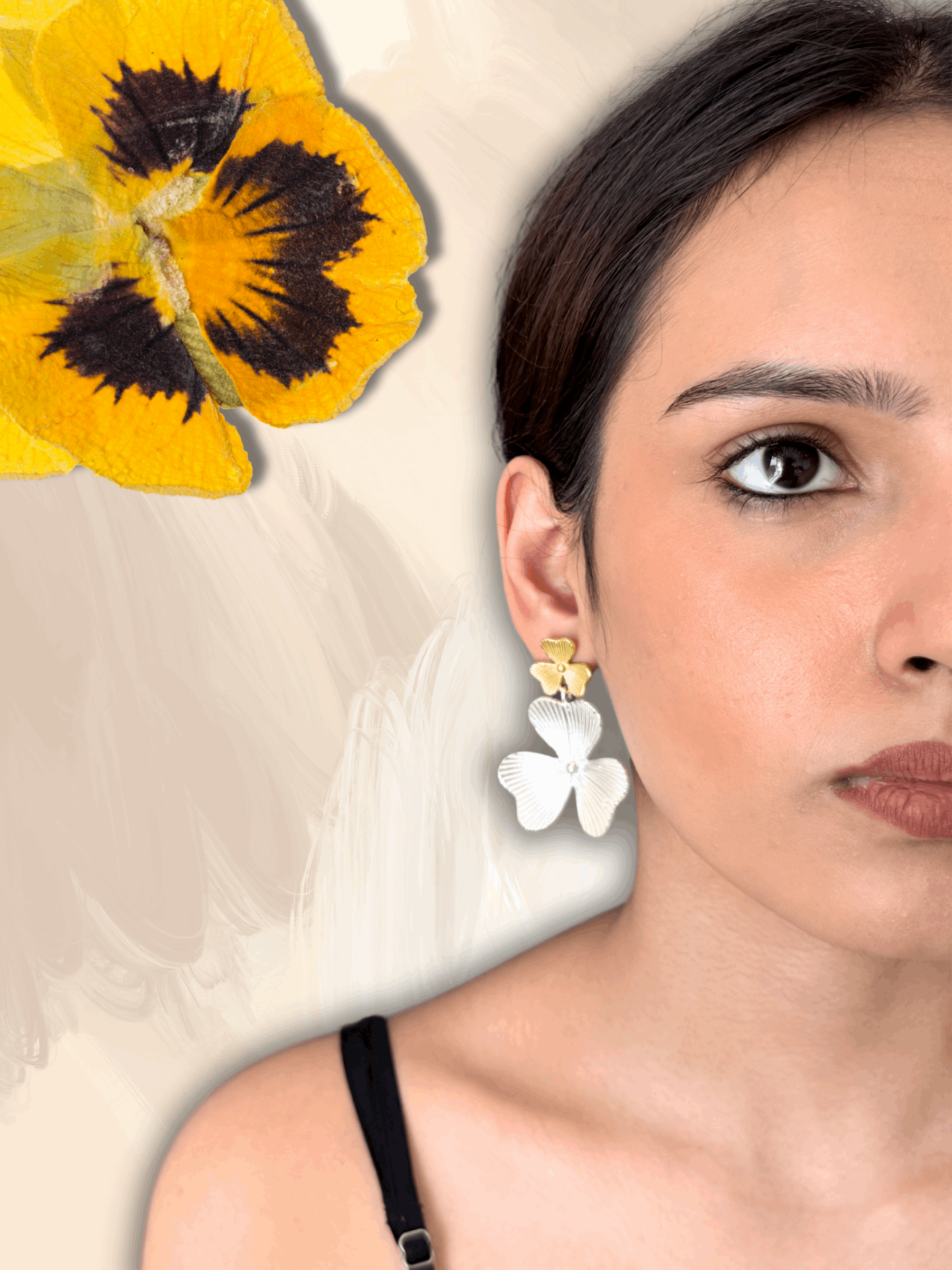Floral Two-Tone Earrings