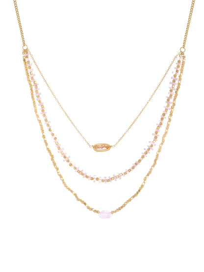 3 Layer Rose Quartz Necklace