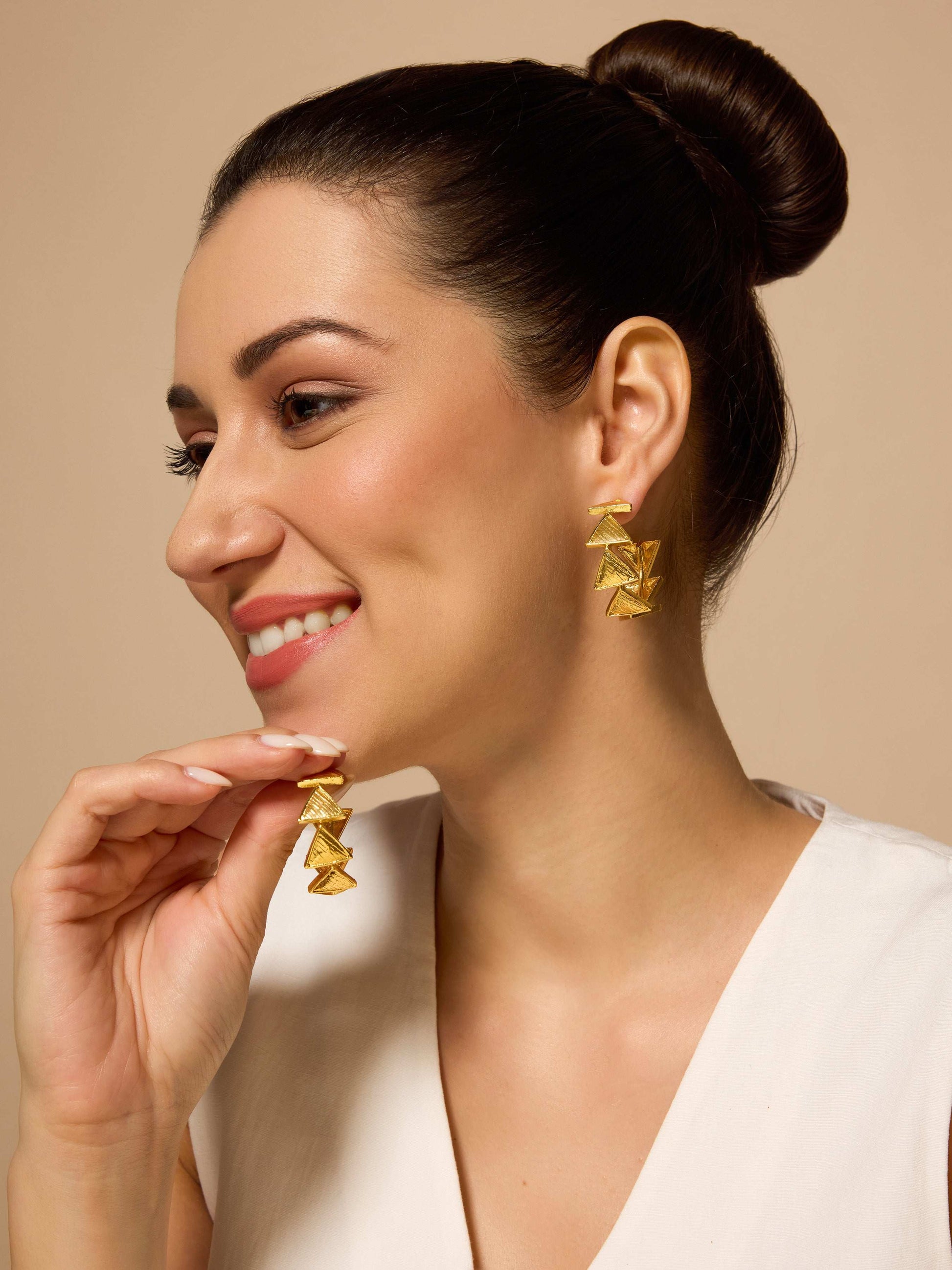 Triangle Hoops-Gold 