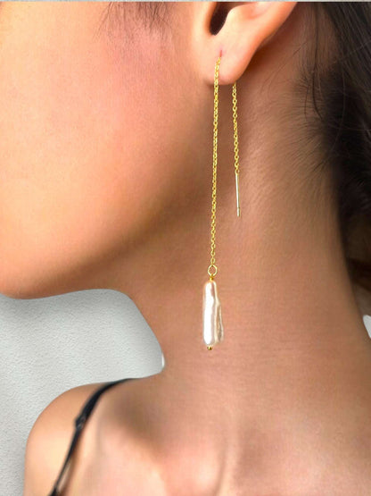 Pearl Needle Thread Earrings 