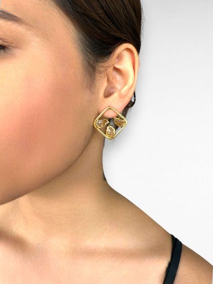 Sunstone Square Earrings