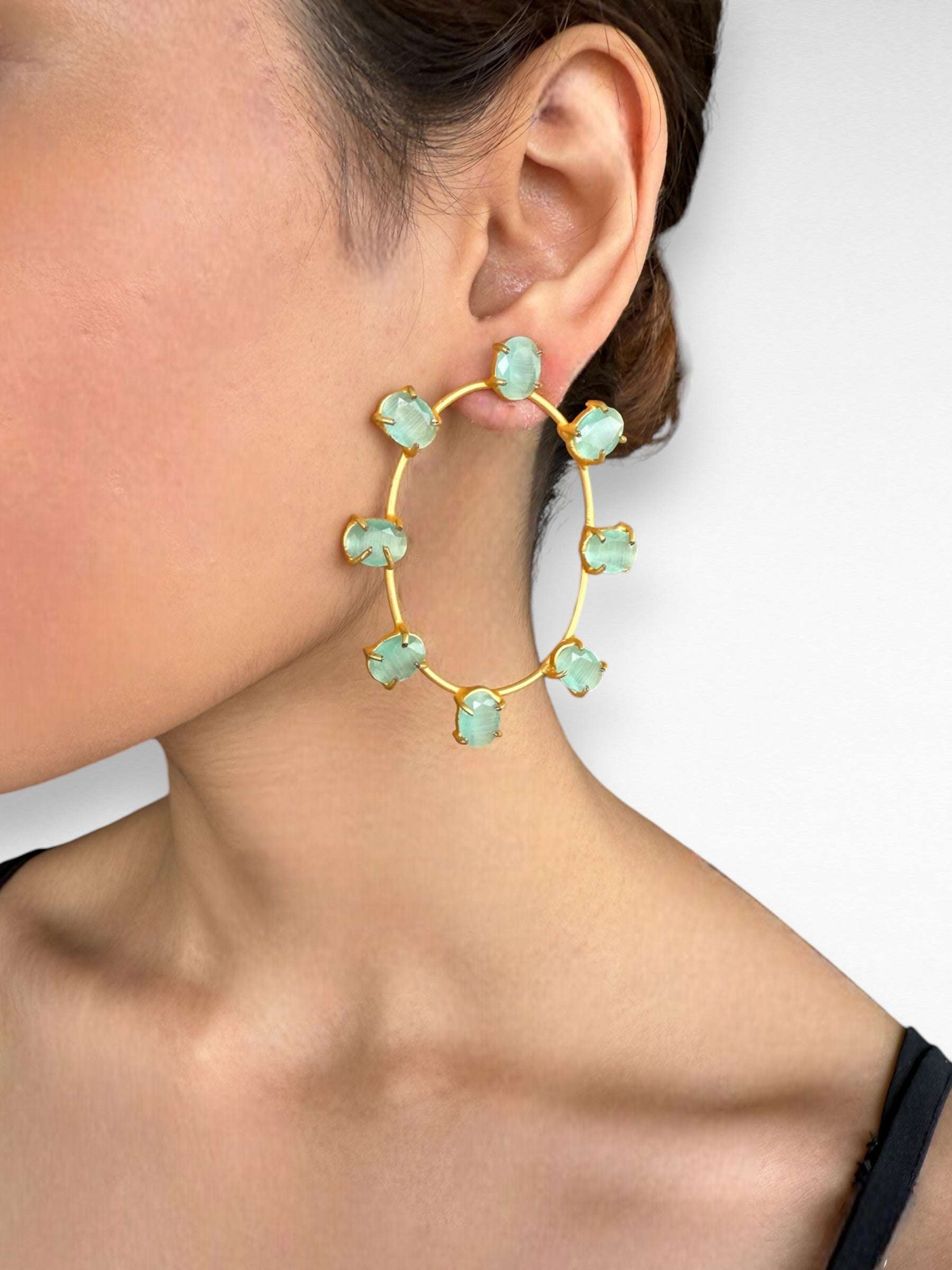 Aquamarine Hoops