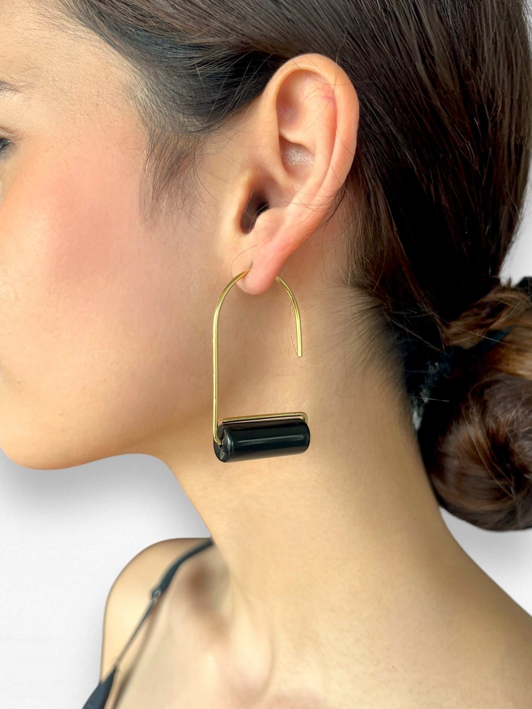 Black Onyx Roller Earrings