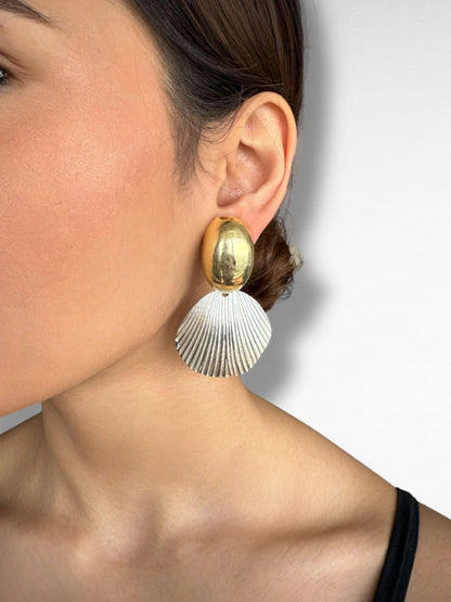 Shell Two Tone Earrings