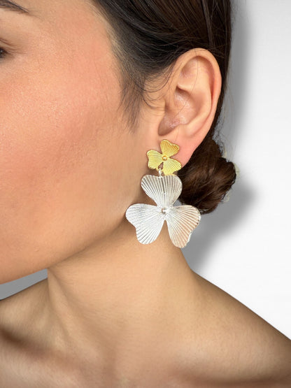 Floral Two-Tone Earrings