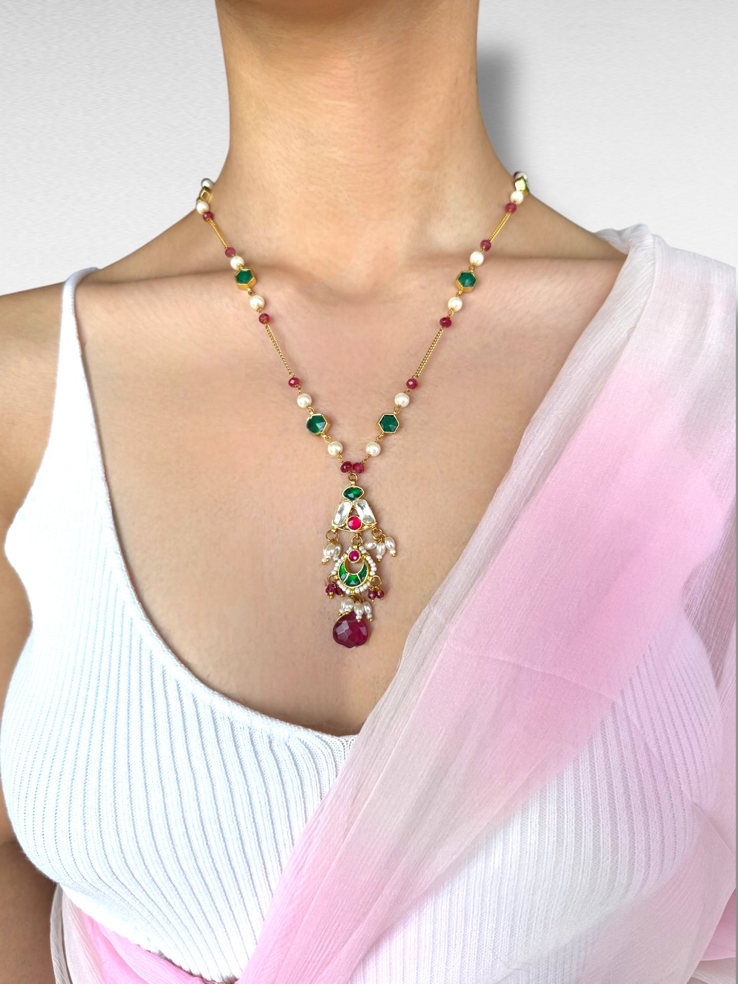 Hemp & Jadau earrings & necklace set