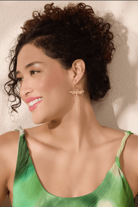 Dragon Fly Rhinestone Earrings 