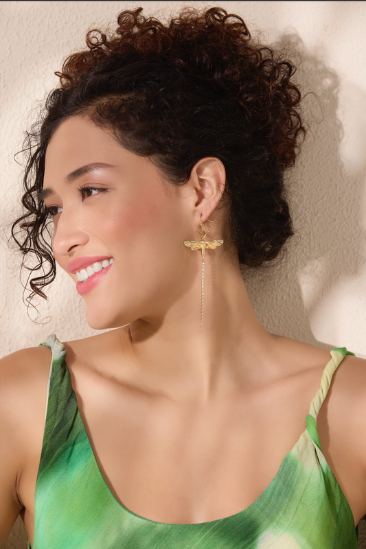 Dragon Fly Rhinestone Earrings