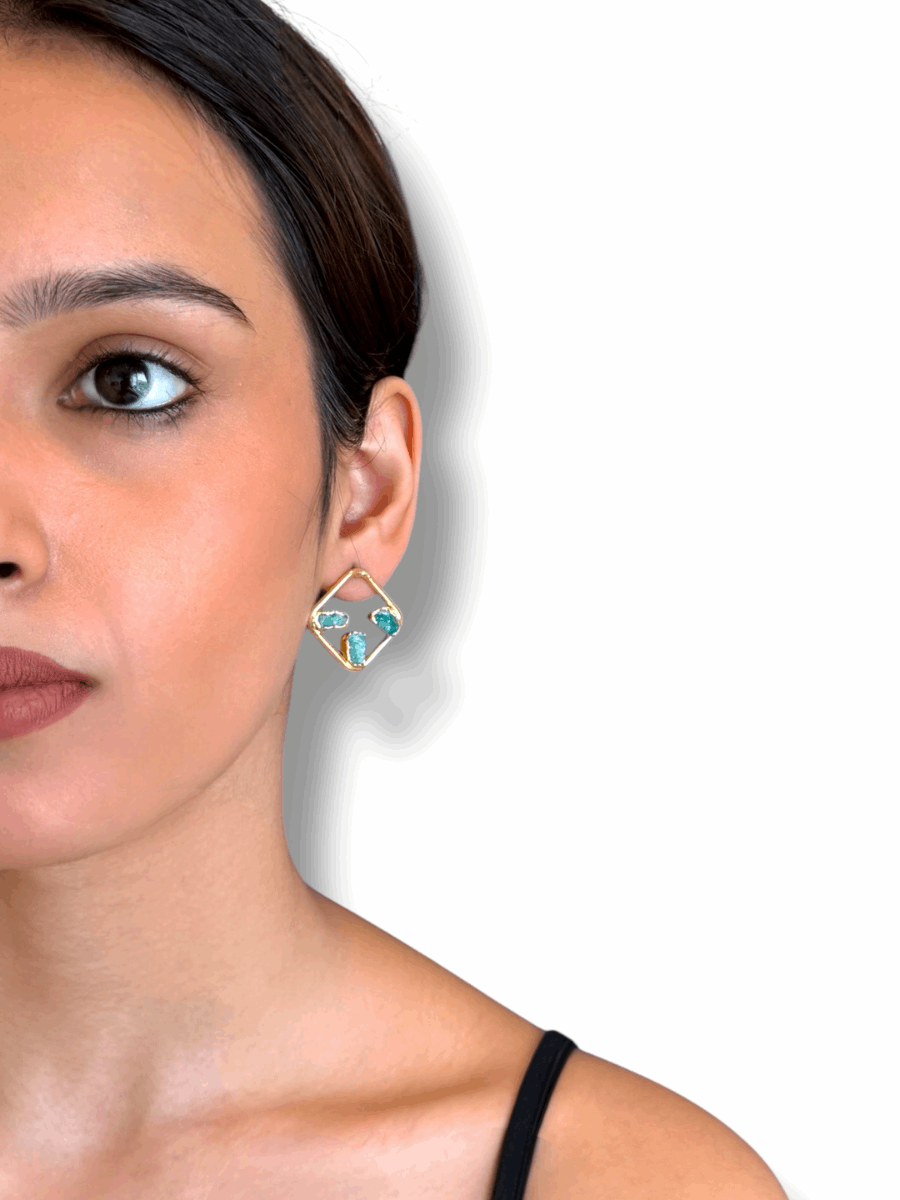 Aquamarine Square Earrings