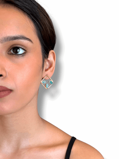 Aquamarine Square Earrings