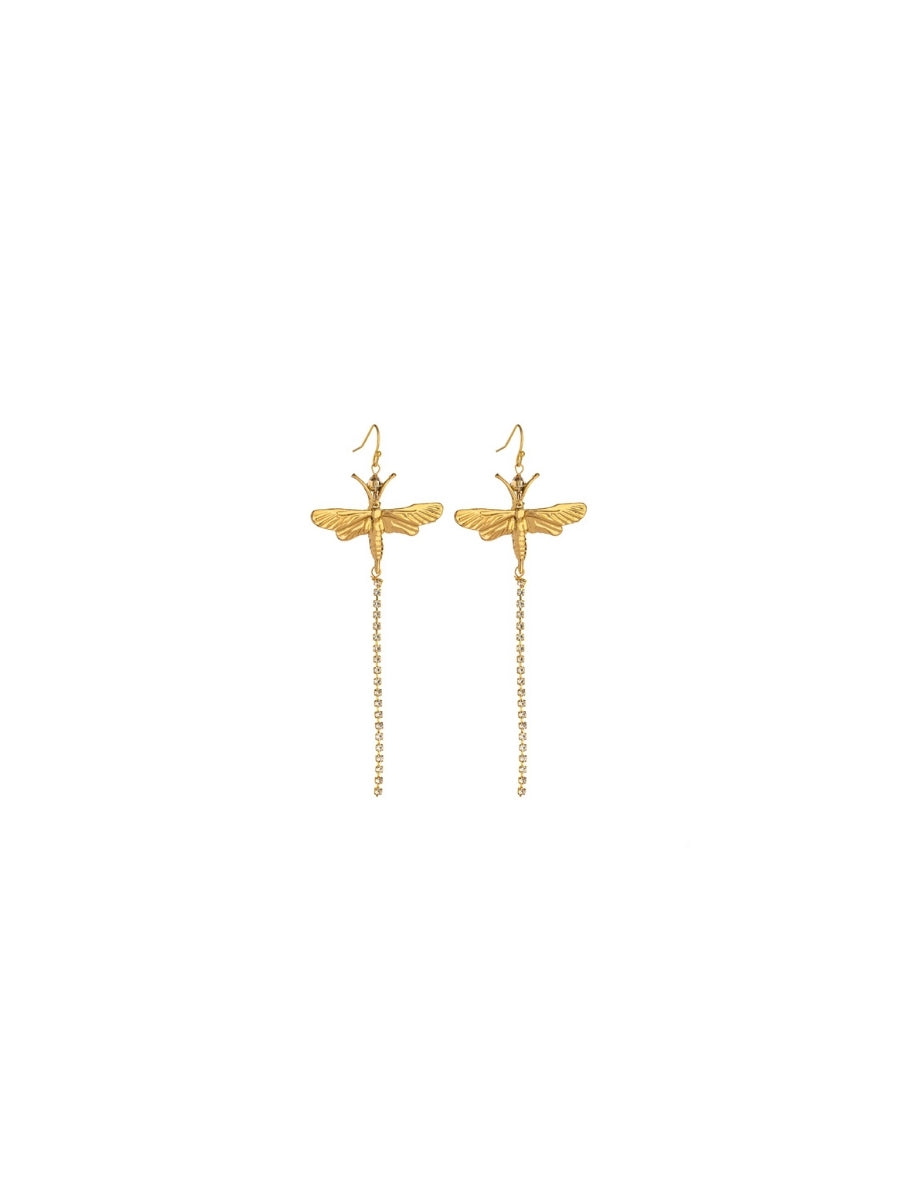 Dragon Fly Rhinestone Earrings
