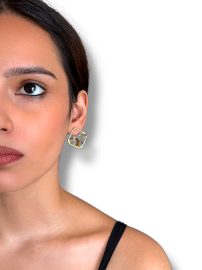 Charcoal Square Earrings