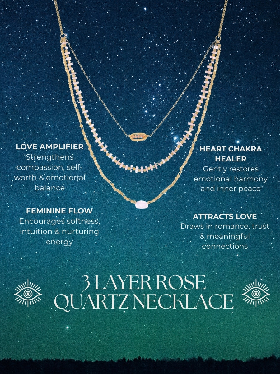 3 Layer Rose Quartz Necklace