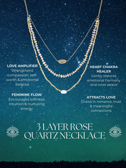 3 Layer Rose Quartz Necklace