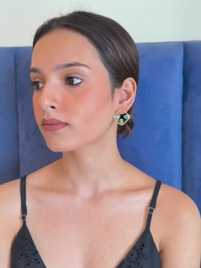 Aquamarine Square Earrings