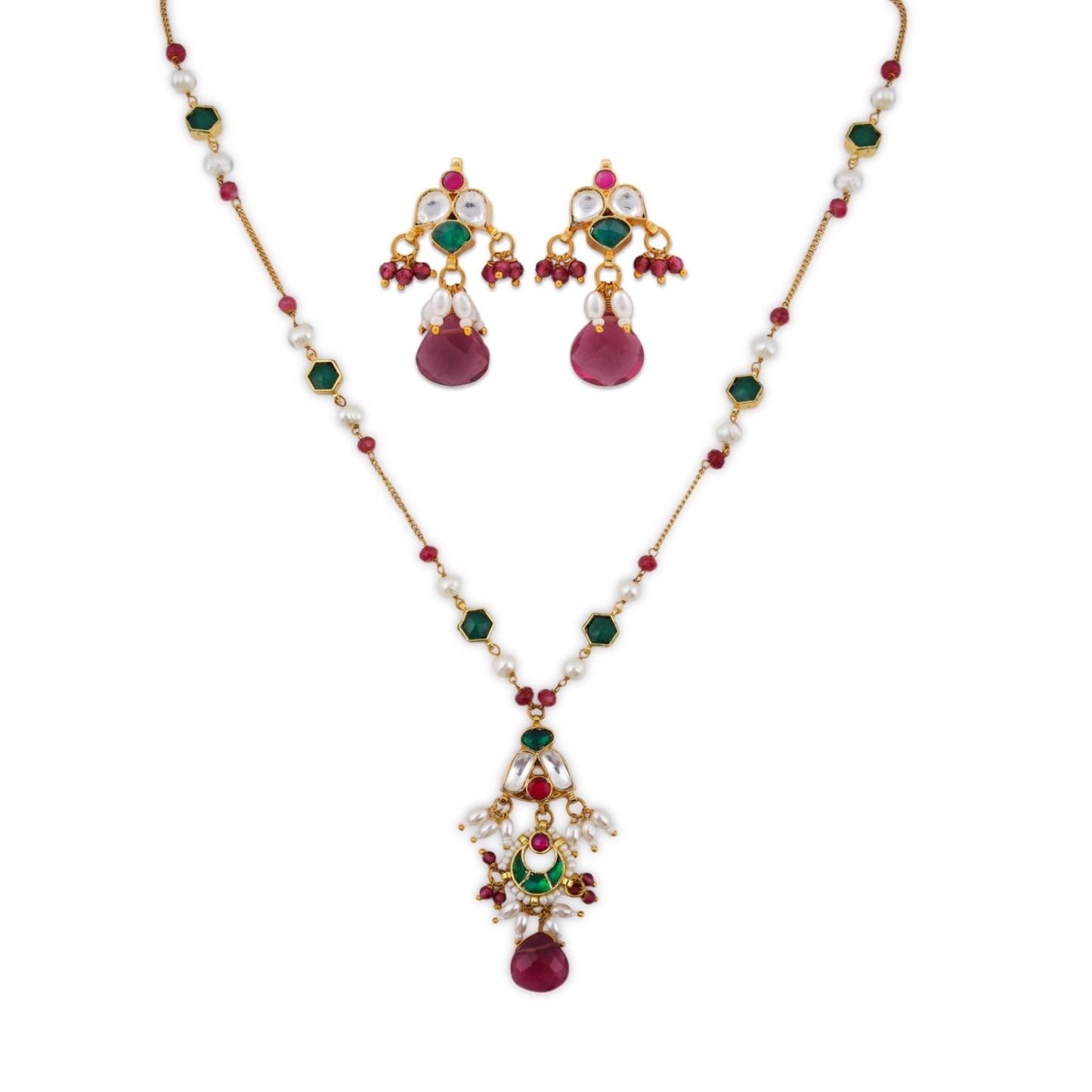 Hemp & Jadau earrings & necklace set